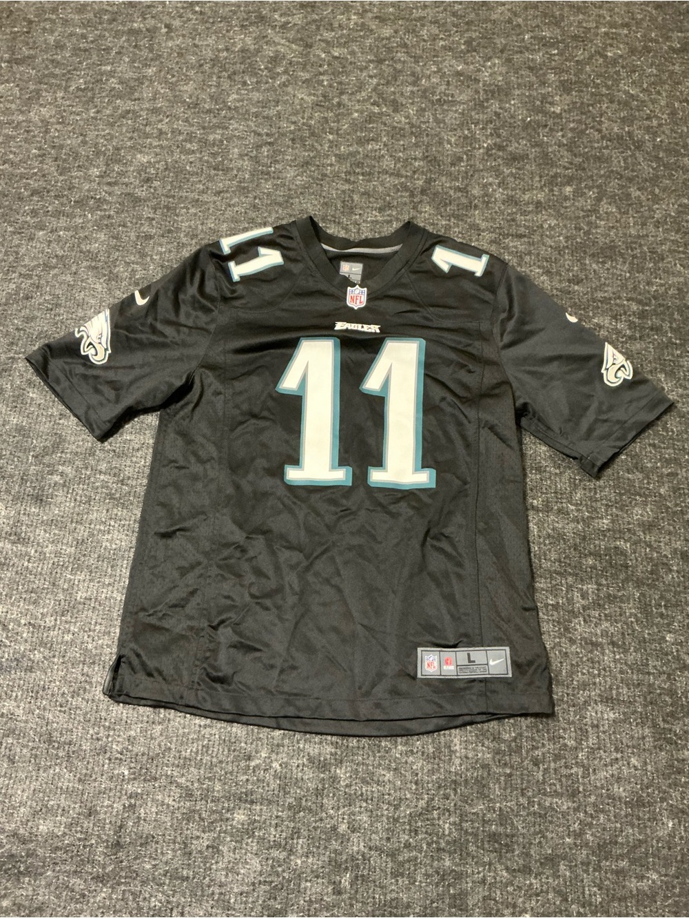 NFL Black Philadelphia Eagles #11 Jersey with Teal Accents